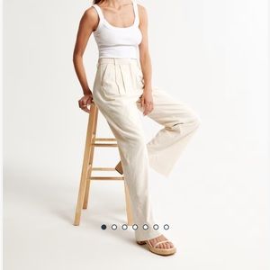 NWT - Abercrombie Linen Blend Tailored Wide Leg Pant